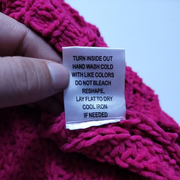 Like, Love Chunky Knit Sweater Fuchsia Sm Oversized Cabincore Cottagecore Cozy - Picture 7 of 8
